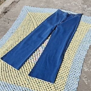 Annie Wear High Rise Wide Leg Cropped Denim Blue Jeans Women Size Large
